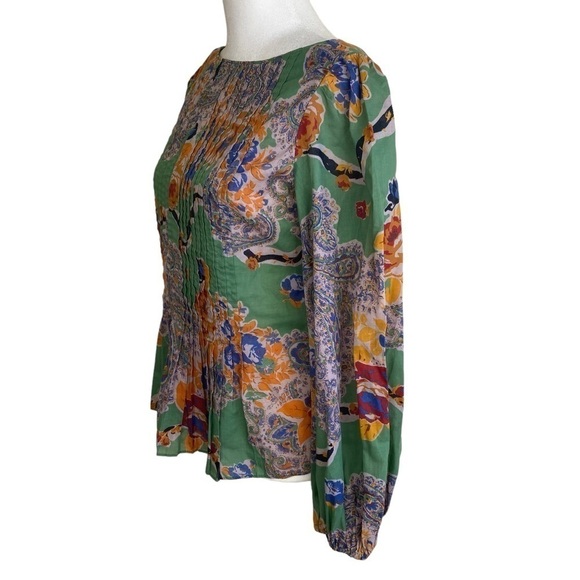VTG ‘80s Albert Nipon Two Piece Set Blouse & Skirt Green Paisley Floral Size XS - Picture 5 of 16